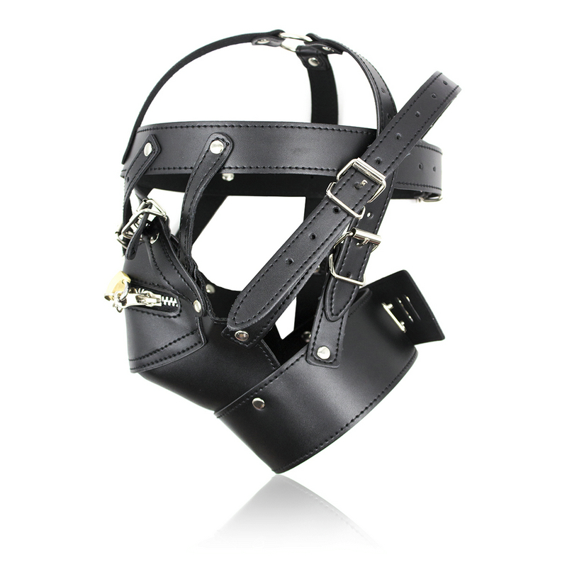 New Sex Leather Headgear Hood Mask In Adult Games Sex Toys For Women Men Fun Couples Toys With Lock Skeleton Zipper mouth hot