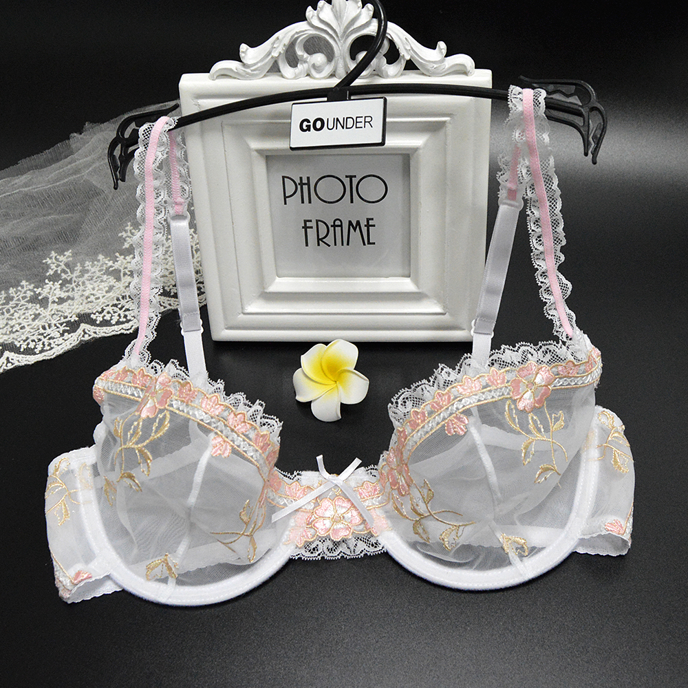 Hot women bra panty Sales Separated ultra thin transparent lace bralette print sexy set brassiere 70-100 plus size A B C D E F