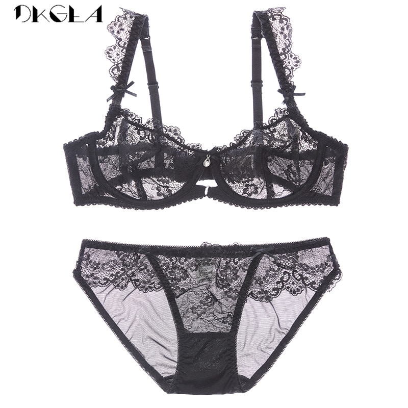 Lace Bra Set Transparent Plus Size C D Cup Underwear Women Ultrathin Sexy Lingerie Best