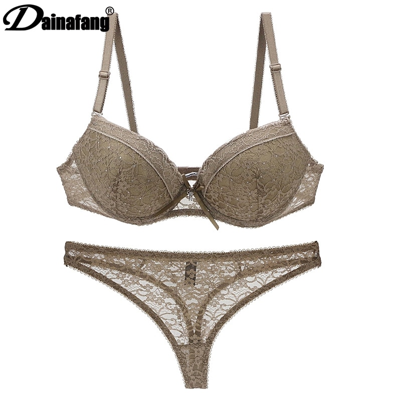 Novelty 2019 Lace Drill Bra Set Women Plus Size Push Up Underwear Set Bra And For Female Sexy 3626