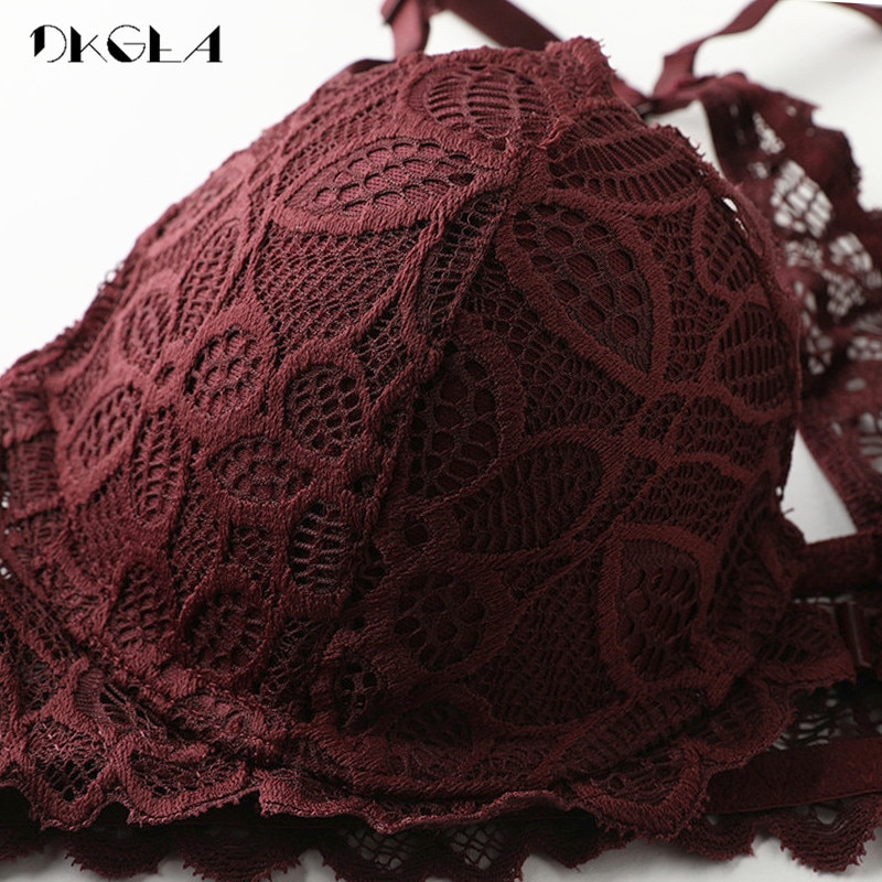 Front Closure Bras Lace Underwear Set Sexy Deep V Brassiere Thick Push Up Bra Panties Sets