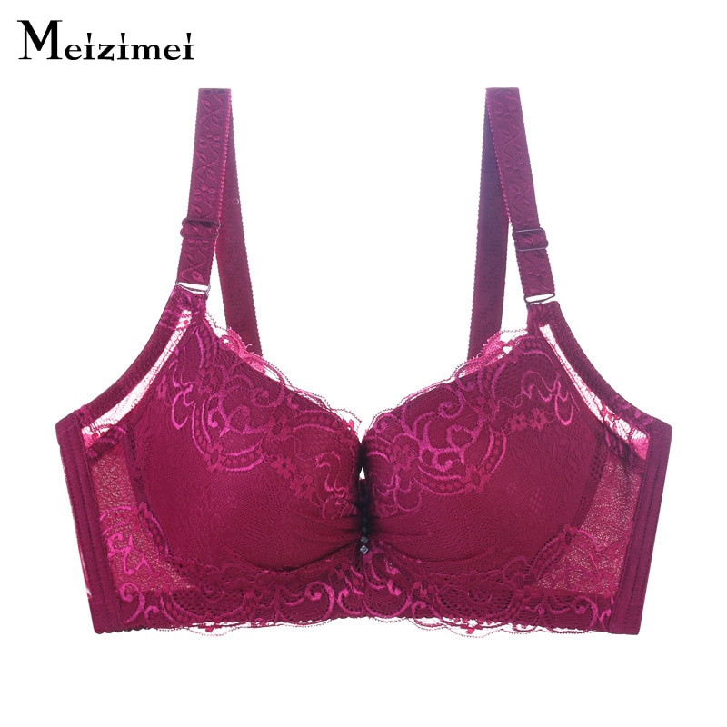 Meizimei 2019 New Plus Size Bra Ultra thin Lace Bralette For Women Push Up Pure Cotton Brassiere Underwear Intimates Lingerie