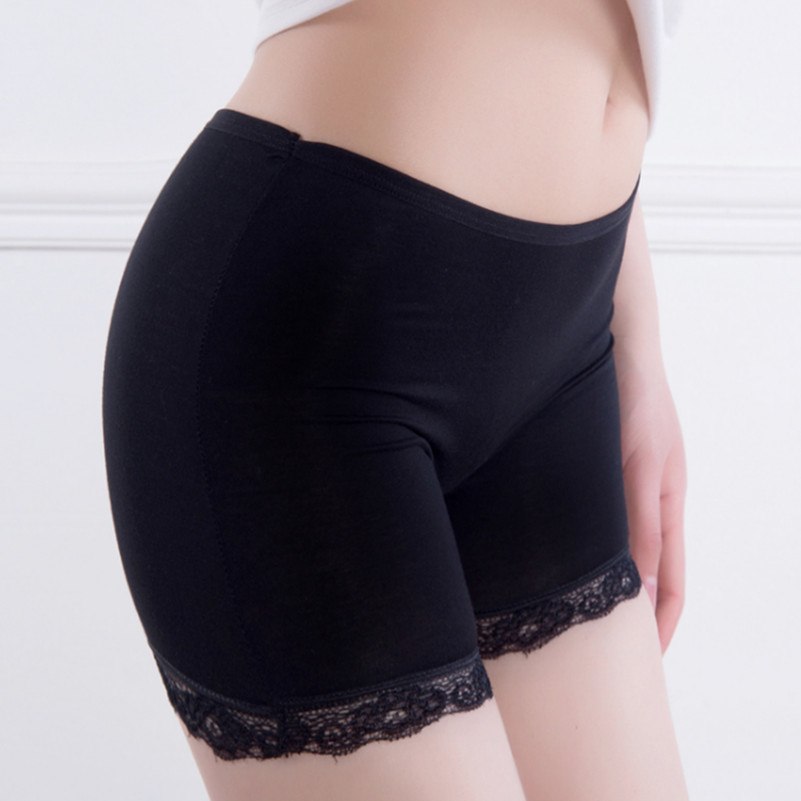 Women Sexy lace Soft Cotton Seamless Safety Short Pants Hot Summer Under Skirt Shorts Modal Ice Silk Breathable Short Tights New