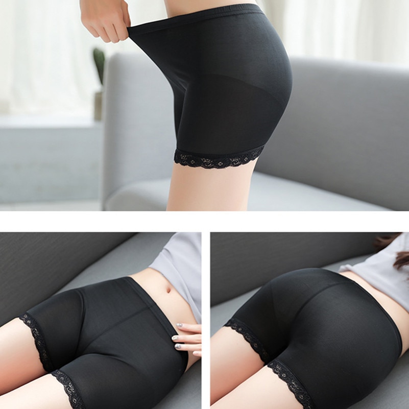 Sexy Lace Women Soft Cotton Seamless Safety Short Pants Hot Summer Under Skirt Shorts Modal Ice Silk Breathable Short Tights New
