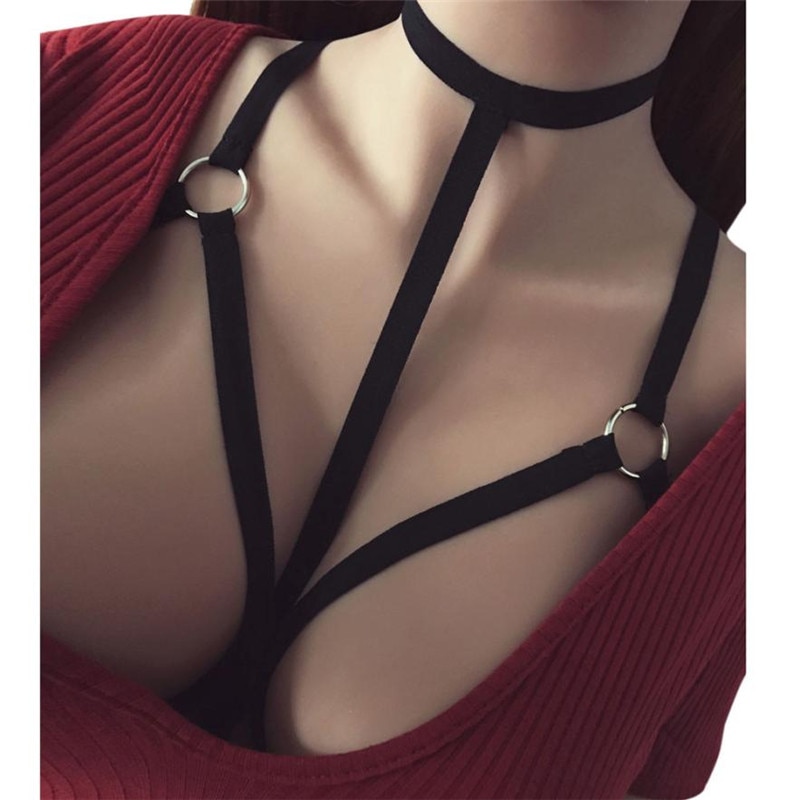 Women New Black cage bra Exotic Apparel Gothic sexy lingerie cosplay bondage Garters Amazing 2017 New