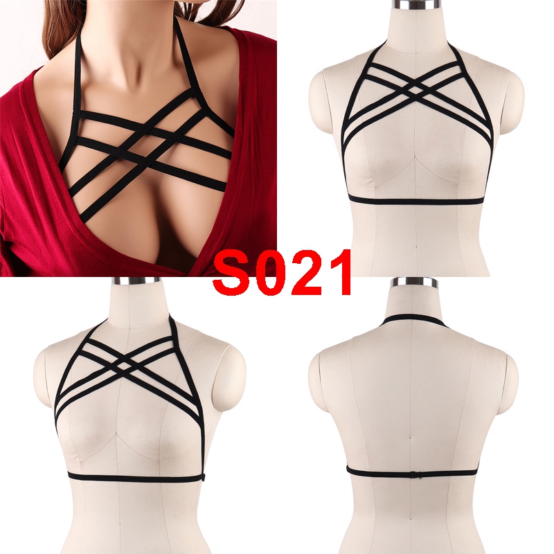 Pentagram Body Harness Lingerie Belt Crop Tops Cage Harness Bra Black