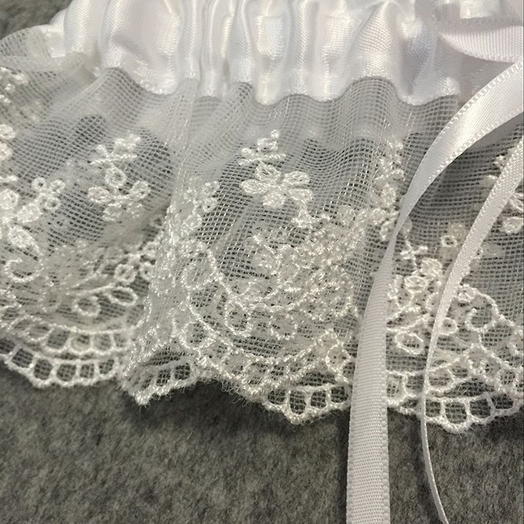 Wedding Garter Rhinestone Beading White Embroidery Floral Sexy Garters Best Crossdress And Tgirl