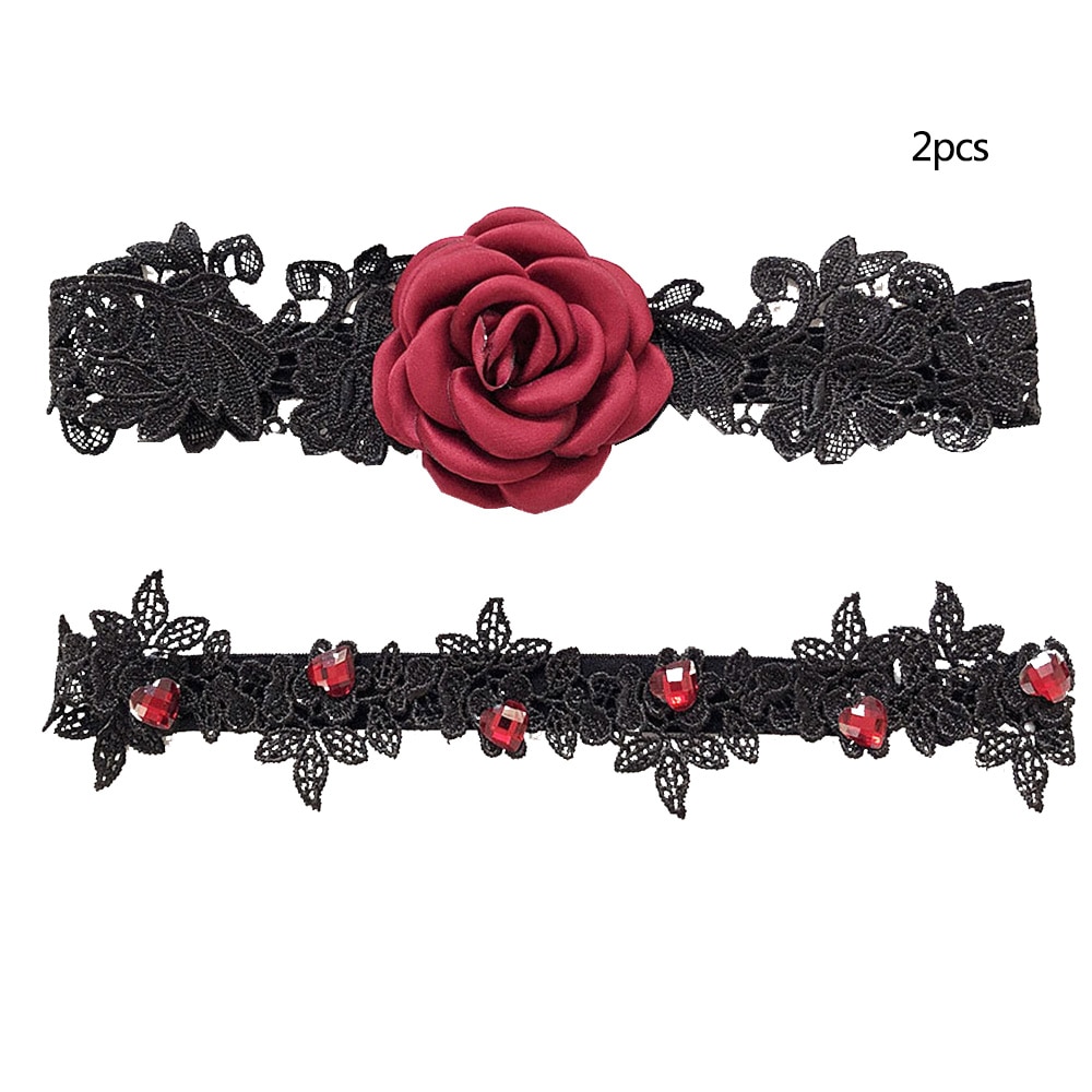 Wedding Garters Red Rose Lace Embroidery Floral Sexy Garter - Best ...