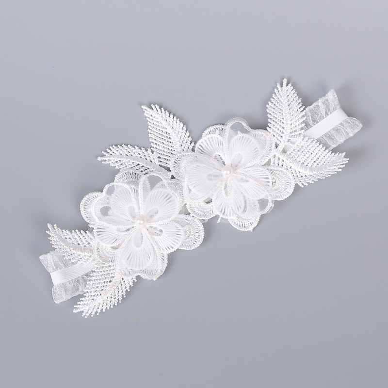 2018 Wedding Garters Rhinestone Lace white Embroidery Floral Sexy Garters 1 pcs for Women/Bride Thigh Ring Bridal Leg Garter