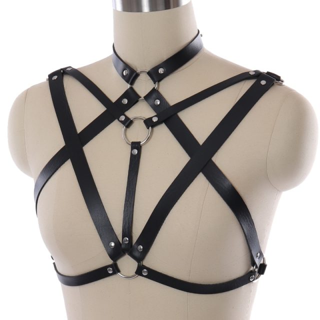 Women Leather Harness Belt Body Bondage Adjus