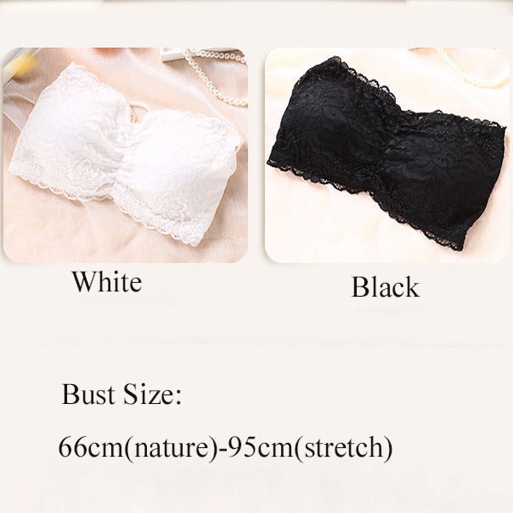 Sexy Women Tube Top Cross Bra Padded Crop Tops Black White Lace Strapless Seamless Bandeau Short Tanks Free Size for Girls