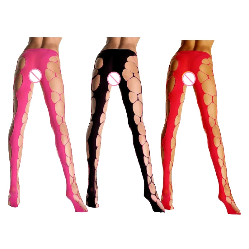 Women's Sexy Top Thigh-Highs Fishnet Stockings Sexy Lingerie Hot Garters Belt Set Underwear Open Crotch Panties  SW049