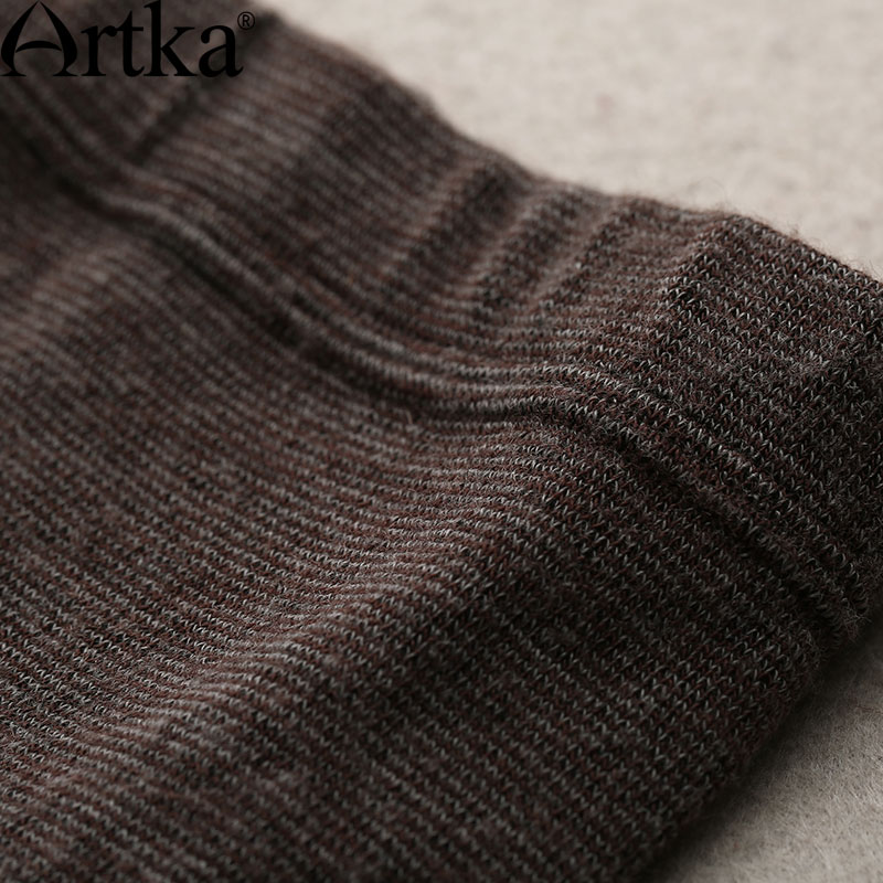 ARTKA Women's Winter New Boho Thicken Jacquard Leggings Warm Slim Fit All-match Geometric Pattern Stockings PM15153Q