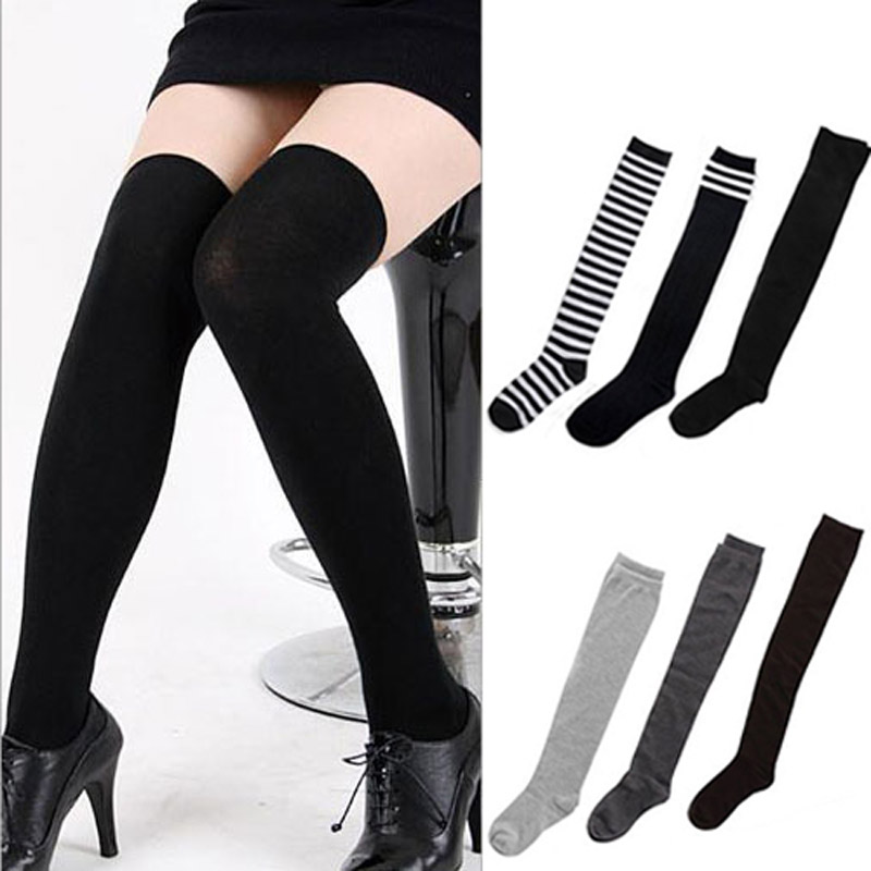 Women's Cotton Sexy Thigh High Over The Knee Socks Long Stockings For Ladies JL