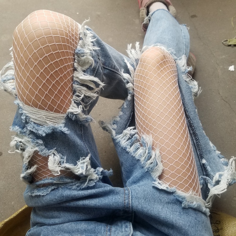 fashion white medium grid women high waist stocking fishnet club tights panty knitting net pantyhose trouser mesh lingerie TT016