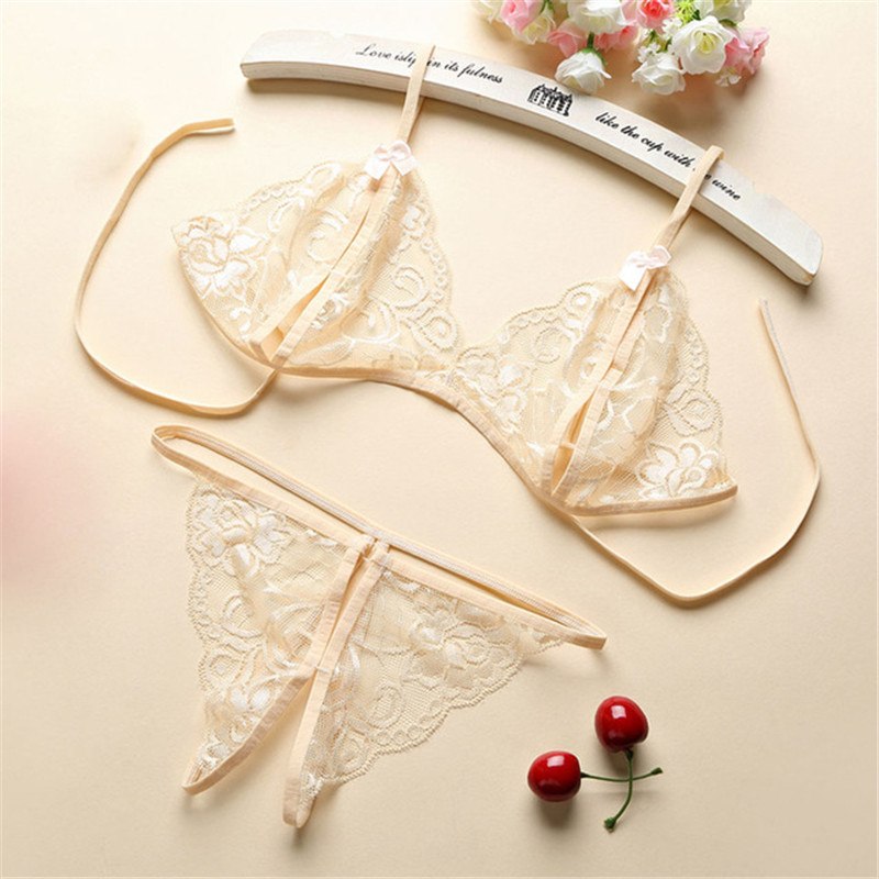 Sexy Erotic Lingerie For Women Hot Lace Transparent Sexy Underwear Sexy Open Bra + Open Crotch Thongs Porn Sex Costumes Babydoll
