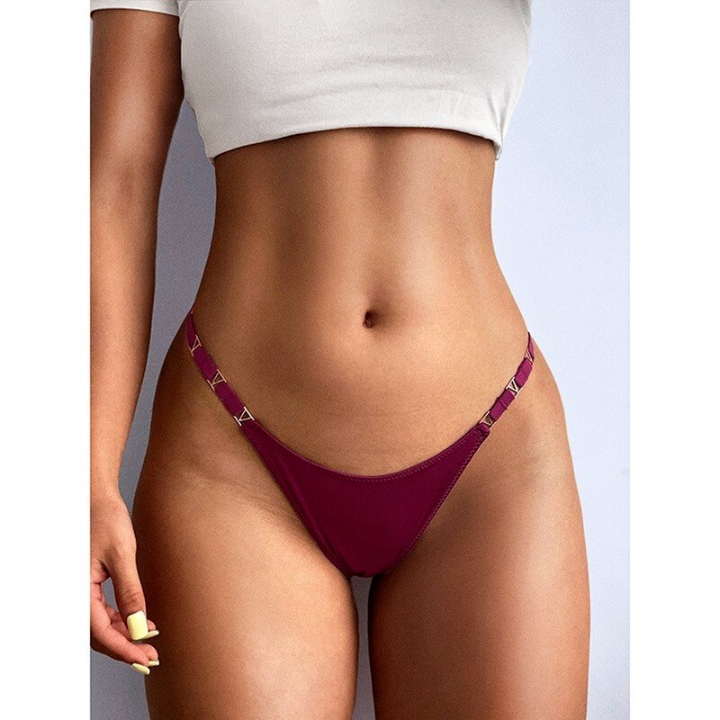 Sexy Metal Ice Silk T-Shaped Panties Fitness Exercise Hip Lifting Low Waist High Fork T-Back Half Sheath Thongs Women Sexy