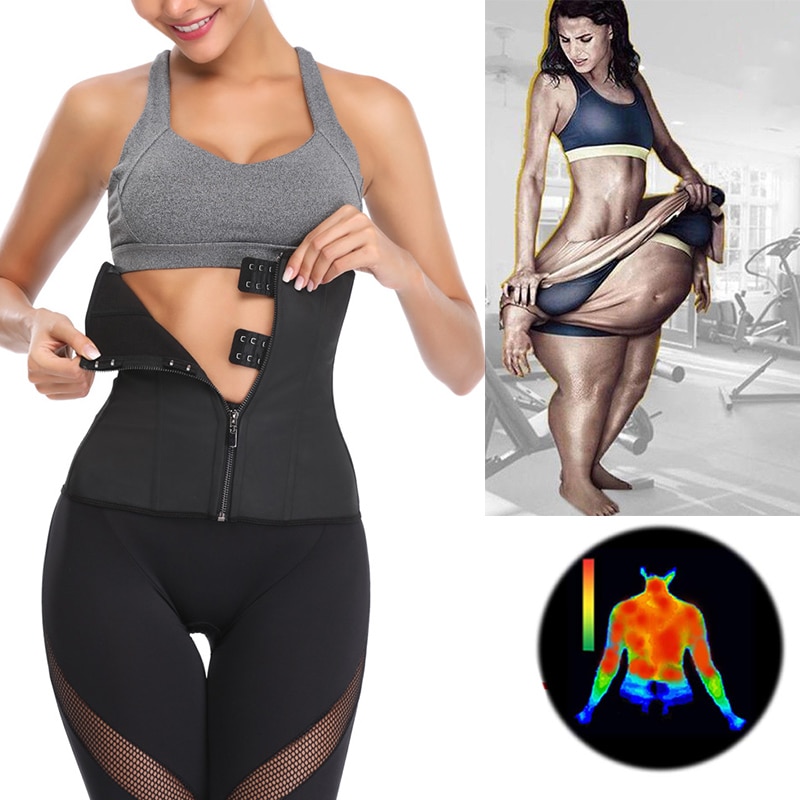 Women Latex Waist Trainer Body Shaper Corsets with Zipper Cincher Corset Top Slimming Belt Black Shapers Shapewear Plus Size