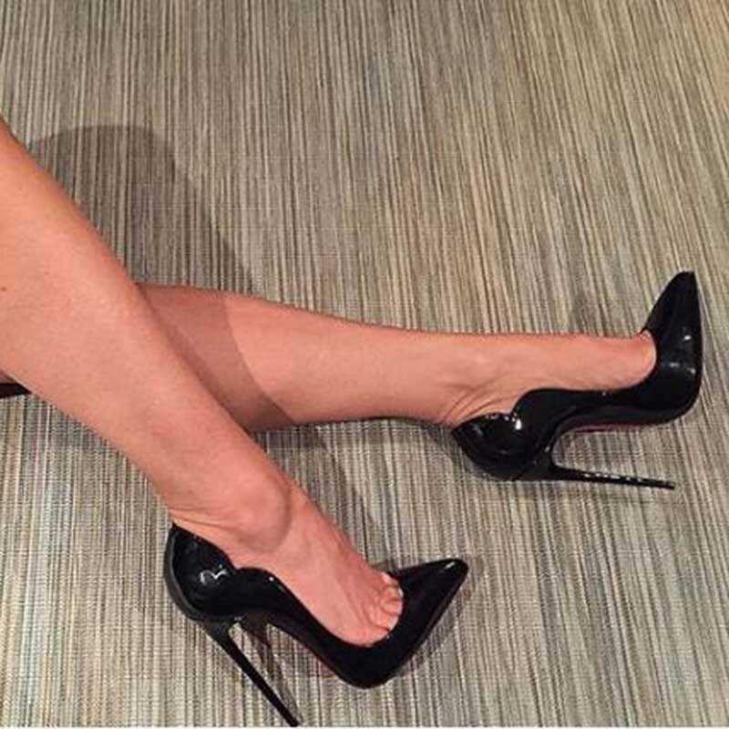 Veowalk Pink Curl Upper Women Patent Pointed Toe Stiletto High Heels Sexy Ladies Party Dress Shoes Club Dance Pumps Plus Size