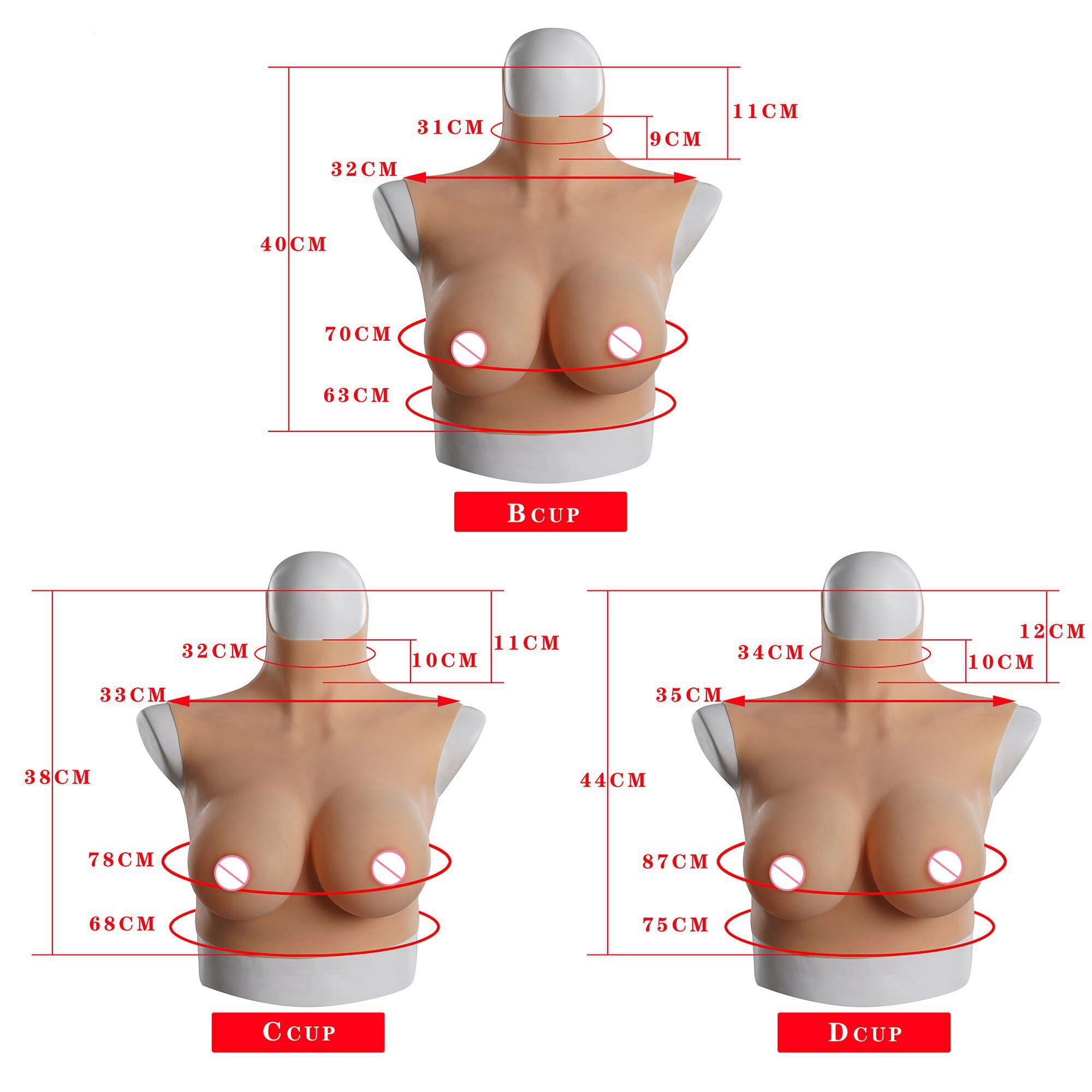 2G Upgrade BCD High Collar Neck Fake Artificial Boob Realistic Silicone Breast Forms Crossdresser Shemale Transgender Drag Queen