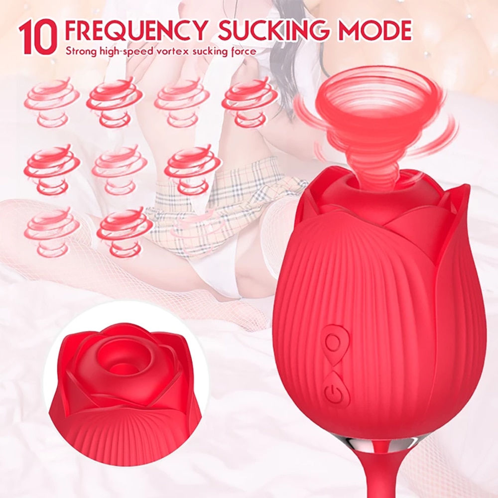 Rose Sucking Vibrator 10 Speed Vibrating Clit Sucker Nipple Blowjob Clitoris Stimulation Female Masturbation Sex Toys for Women
