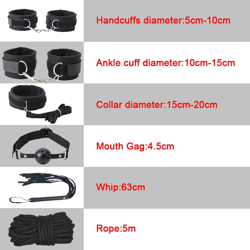 Sexy Bed Bondage Set Plush Leather BDSM Kits Handcuffs Sex Games Whip Gags Nipple Clamps Sex Toys For Couples Exotic Accessories