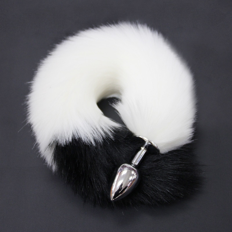 Tail Butt Metal Plug Long Anal Sex Toy Two-tone Animal RolePlay Cosplay Fox Tail Sex Products For Woman And Man Sex Accessories