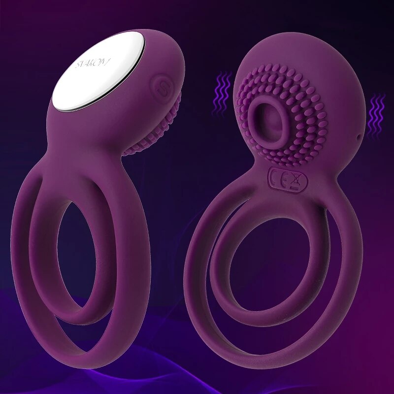 Man Cock Masturbation Vibrating Penis Ring Clitoral Stimulation Delay Premature Ejaculation Lock Fine Rings Sex Toys for Male