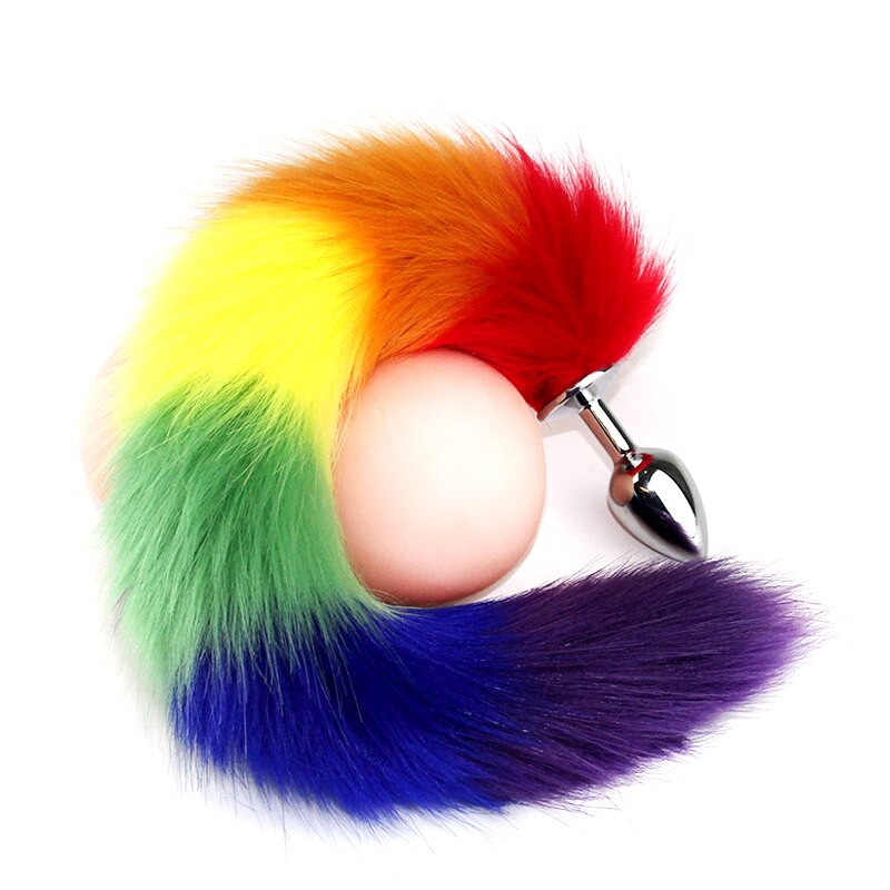 Rainbow Fox Fur Tail Anal Plug Animal Role-Playing Sex Toy Butt Plug Adult Flirting Accessories For Eronic