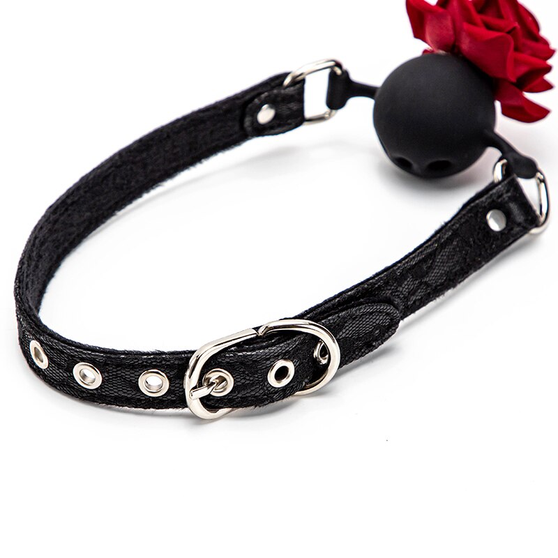 Lace Leather Couples BDSM Flirting Mouth Gag Adults Eronic Games Flirt Sex Toys Silicone Role-Playing Flower Mouth Gag