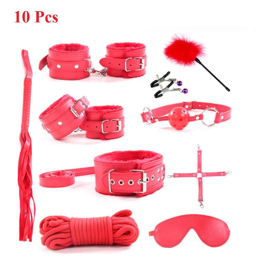 Leather Sex Toys For Adult Game Erotic Bdsm Sex Kits Bondage Handcuffs Sex Game Whip Gag Sm Bdsm