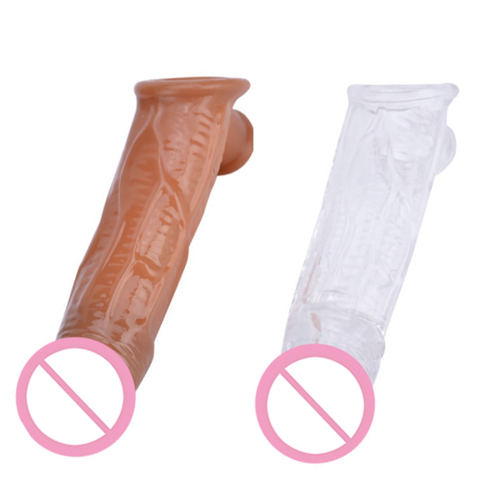 Male Dildos Condom Delay Ejaculation Reusable Penis Sleeve Male Enlargement Dick Extender Sex Toys for Men Enhancer Penis Ring