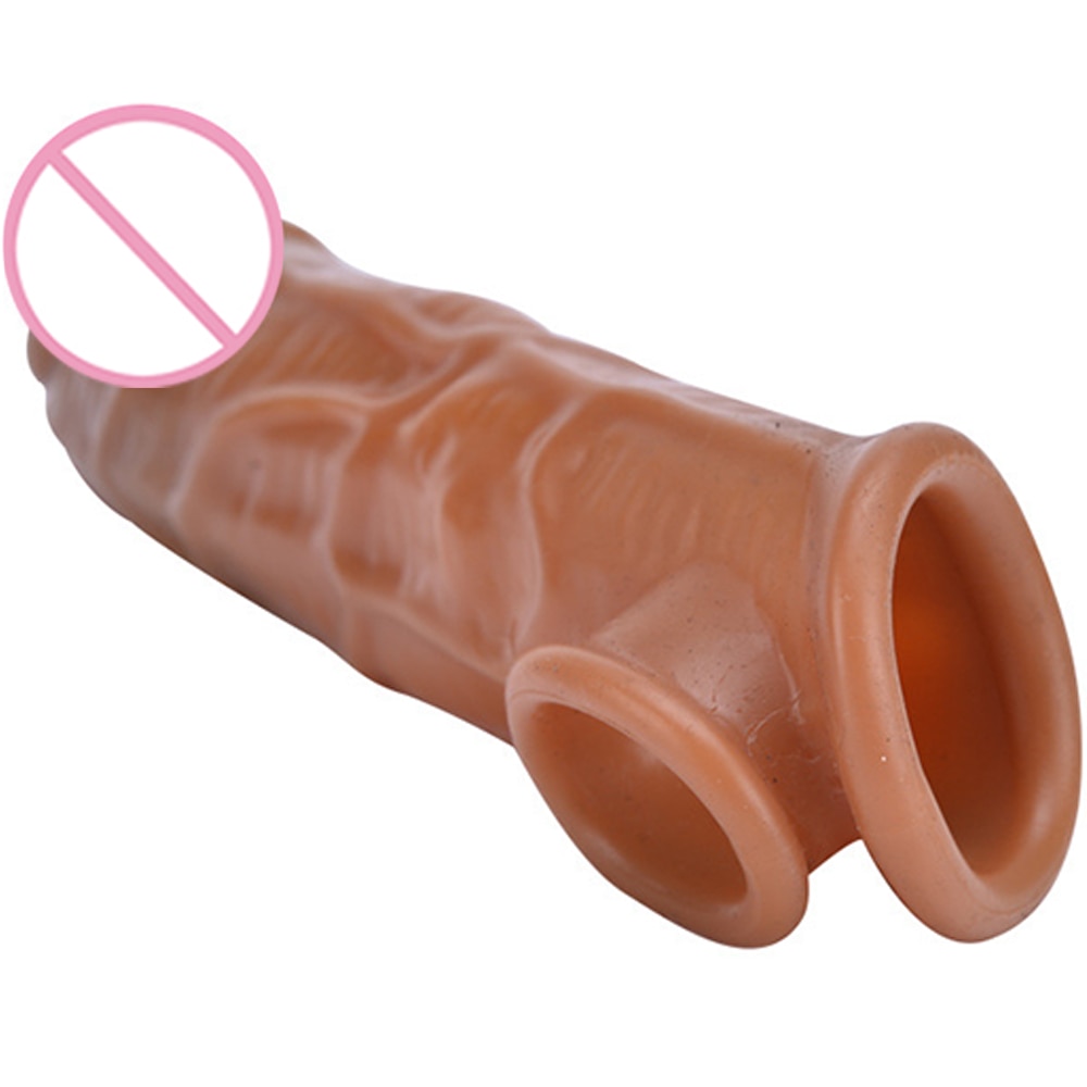 Male Dildos Condom Delay Ejaculation Reusable Penis Sleeve Male Enlargement Dick Extender Sex Toys for Men Enhancer Penis Ring