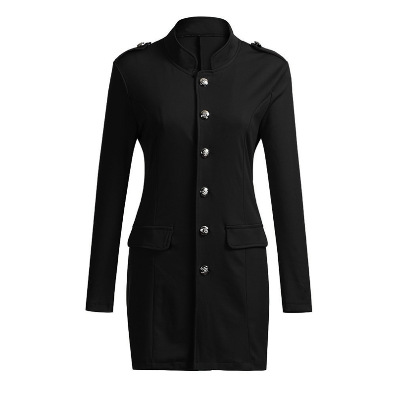 Fashion Office Ladies Solid Women Jacket Long Sleeve Slim Single Breasted Autumn Winter Black Blue Suit Coat Female Plus Size XL