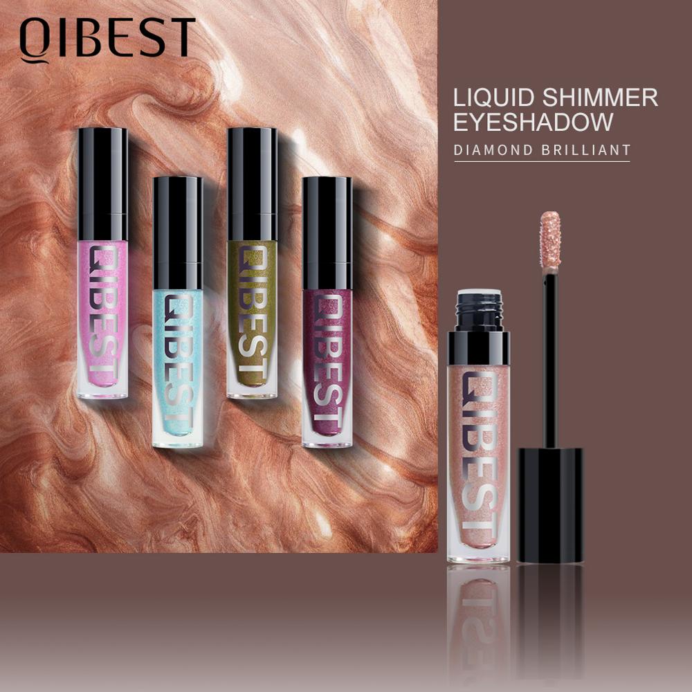 QIBEST 8Color Shiny Eyeshadow Glitter Liquid Eye Shadow Metallic Long Lasting Shimmer Pigmented Cosmetic For Professional Makeup