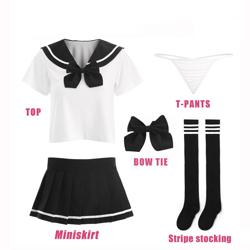 Sexy Lingerie Japanese Korean Version of School Girl Student Uniform Cosplay Costume Sexy Short Skirt Cheerleader Pleated Skirt