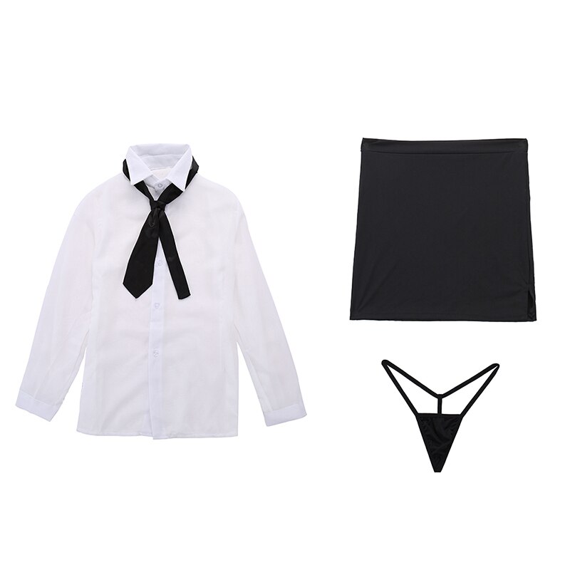 Office Uniform Roleplaying Miss Secretary Costume Sexy Women Teacher Cosplay Mini Skirt  Blouse Outfit Themed PornoTemptation