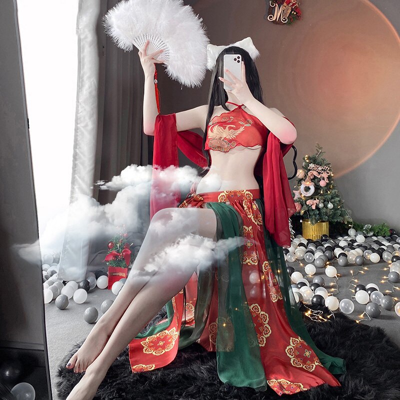Sexy Lingerie Traditional Classic Chinese For Women Stage Costumes Anime Cosplay Outfit Chiffon See Through Bra And Dresses Suit