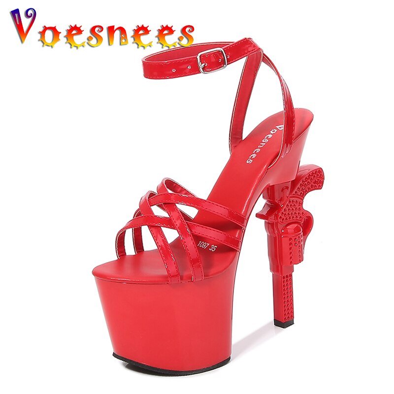Voeseees Brand Ladise Summer New Sandals Strange Style Gun Heel Women's ...
