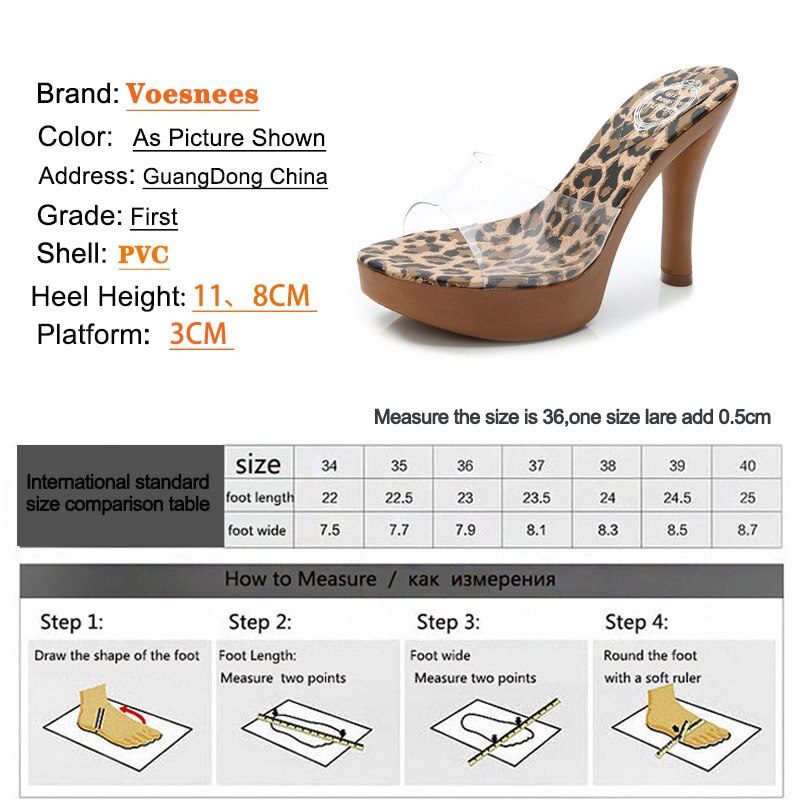 Sexy Platform Female Slippers Summer Slides Fetish Sandals Luxury Leopard Print Stripper Transparent Exotic Dancer Woman Shoes