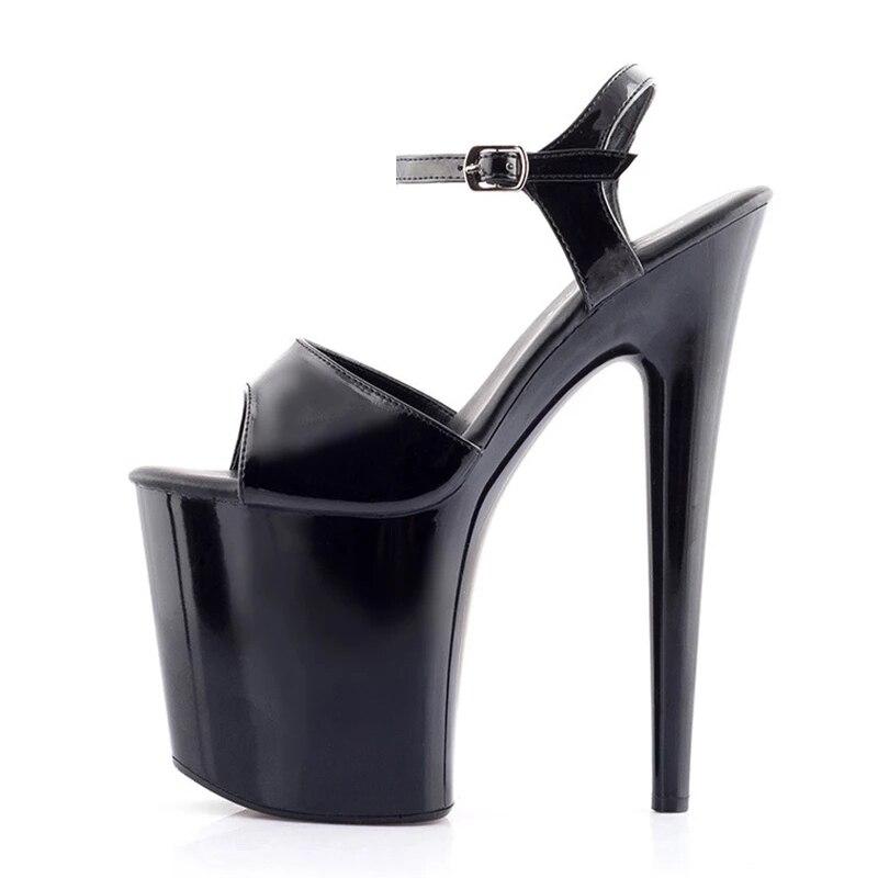 Model T Stage Catwalk Shoes Woman High-heeled 20cm Nightclub Transparent Crystal Shoes Waterproof Platform Sandals Plus Size