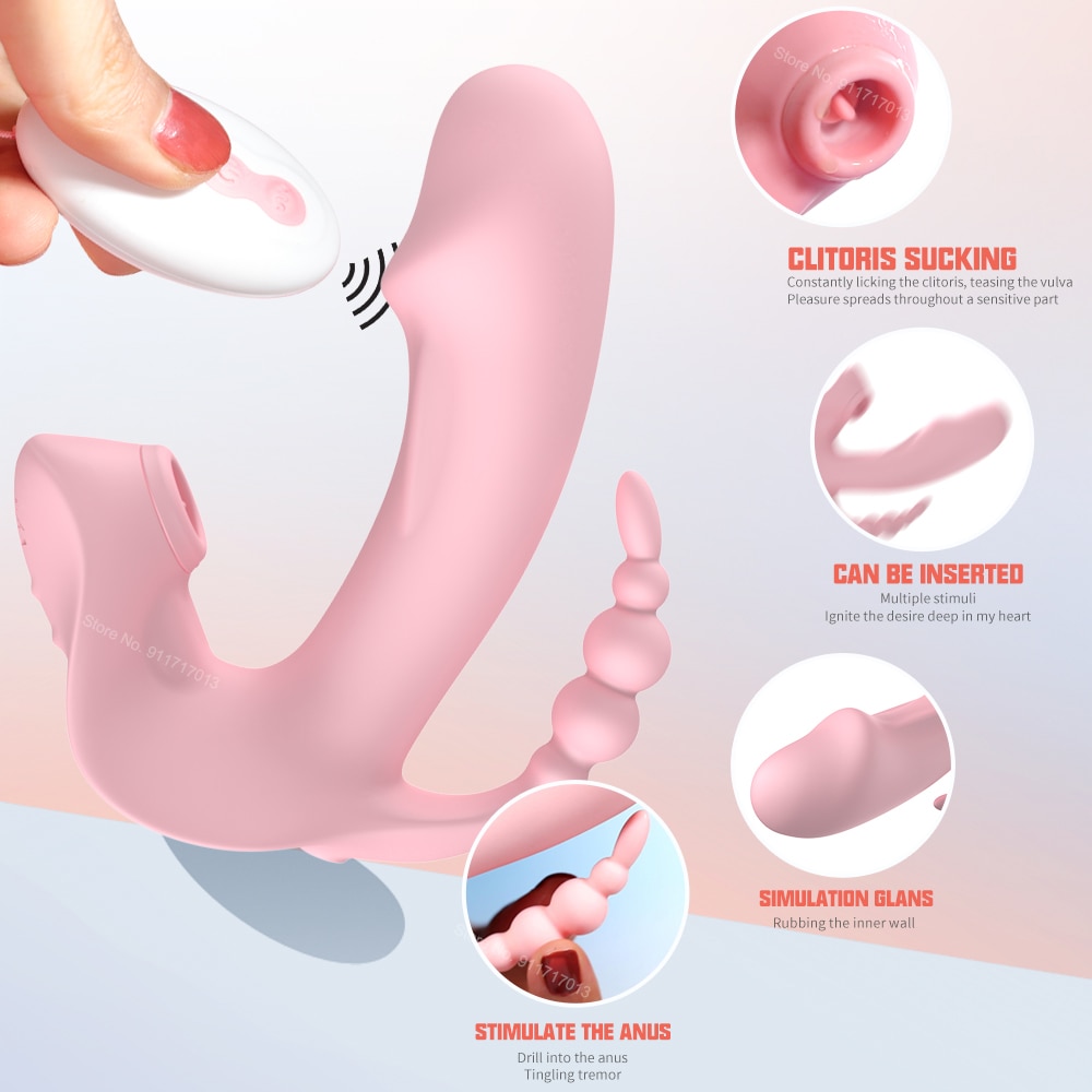 3 IN 1 Clitoris Sucking Rotating Beads Dildo Vibrator Panties for Women Vagina Stimulator Adult 18 Sex Machine Female Sucker Toy