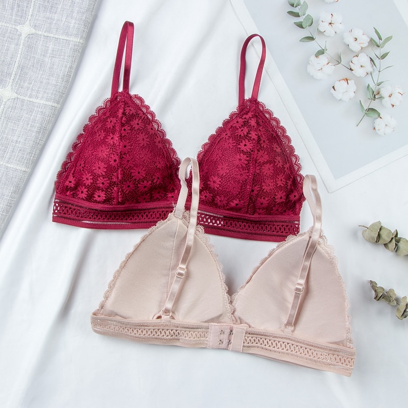 Sexy Floral Lace Bra Top For Women Push Up Female Lingerie breathable Bralette Removable Pad Thin Fashion New Wireless Bras