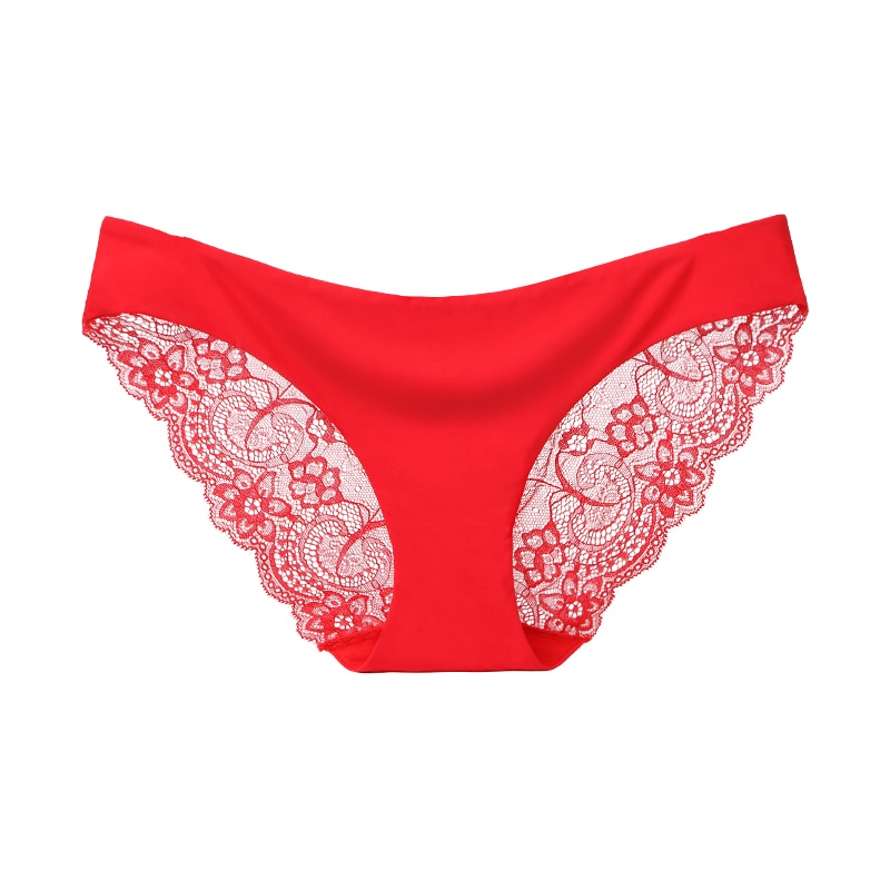 2pcs Sexy Women's Panties Seamless Lingerie Transparent Lace Bikini Briefs Plus size Lady Girl Underwear Intimates