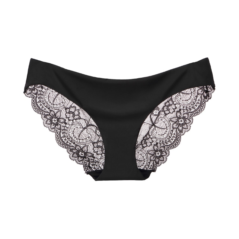 2pcs Sexy Women's Panties Seamless Lingerie Transparent Lace Bikini Briefs Plus size Lady Girl Underwear Intimates