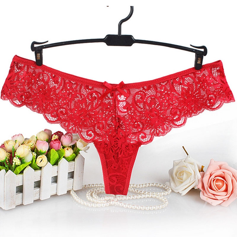 Sexy Lace Panties Female Underwear Thong Floral Lace Women Lingerie Breathable Briefs Low Waist G-String Transparent