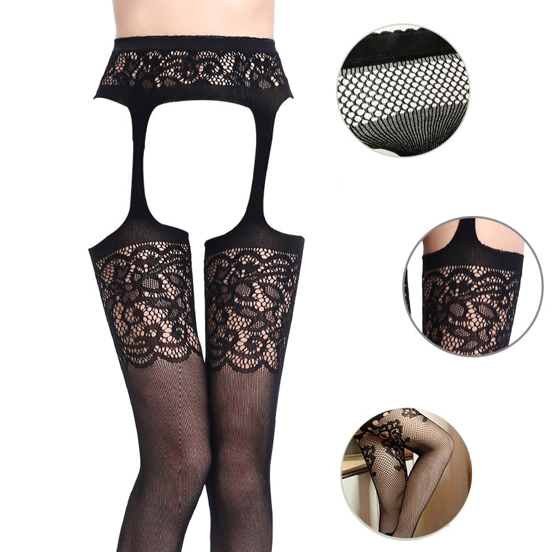 New Sexy Lingerie Stockings Black Fishnet Jacquard Stocking Pantyhose Tights Adult Women Thigh Sheer Tights Embroidery Pantyhose