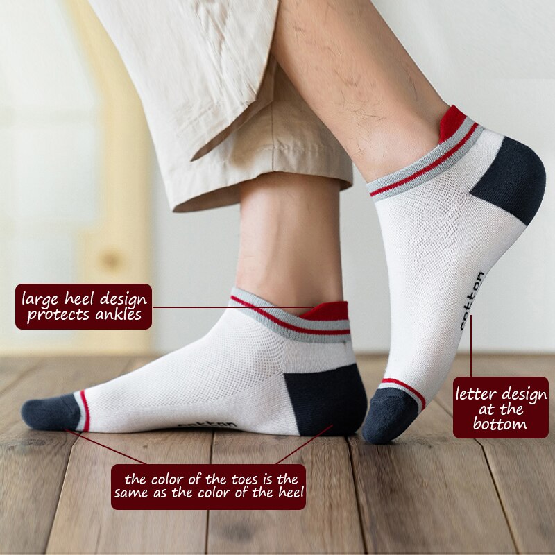 4 Pairs Cotton Man Short Socks Fashion Breathable Woman Ankle Couples Comfortable Funny Color Matching Casual Male Street Style