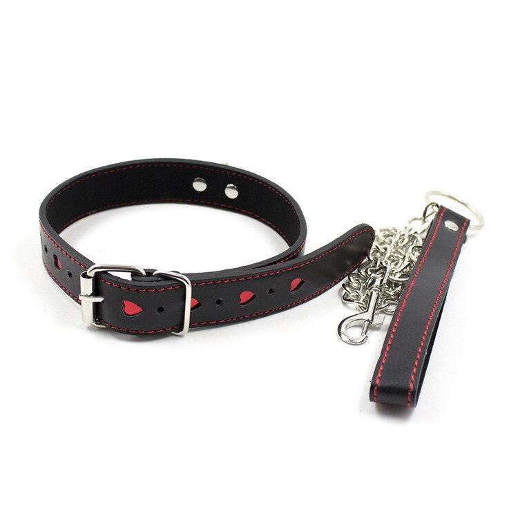 BDSM Collar Bondage red heart Leash ring steel chain adult slave Sex Toys For lover role play Posture Spreader,cosplay Erotic