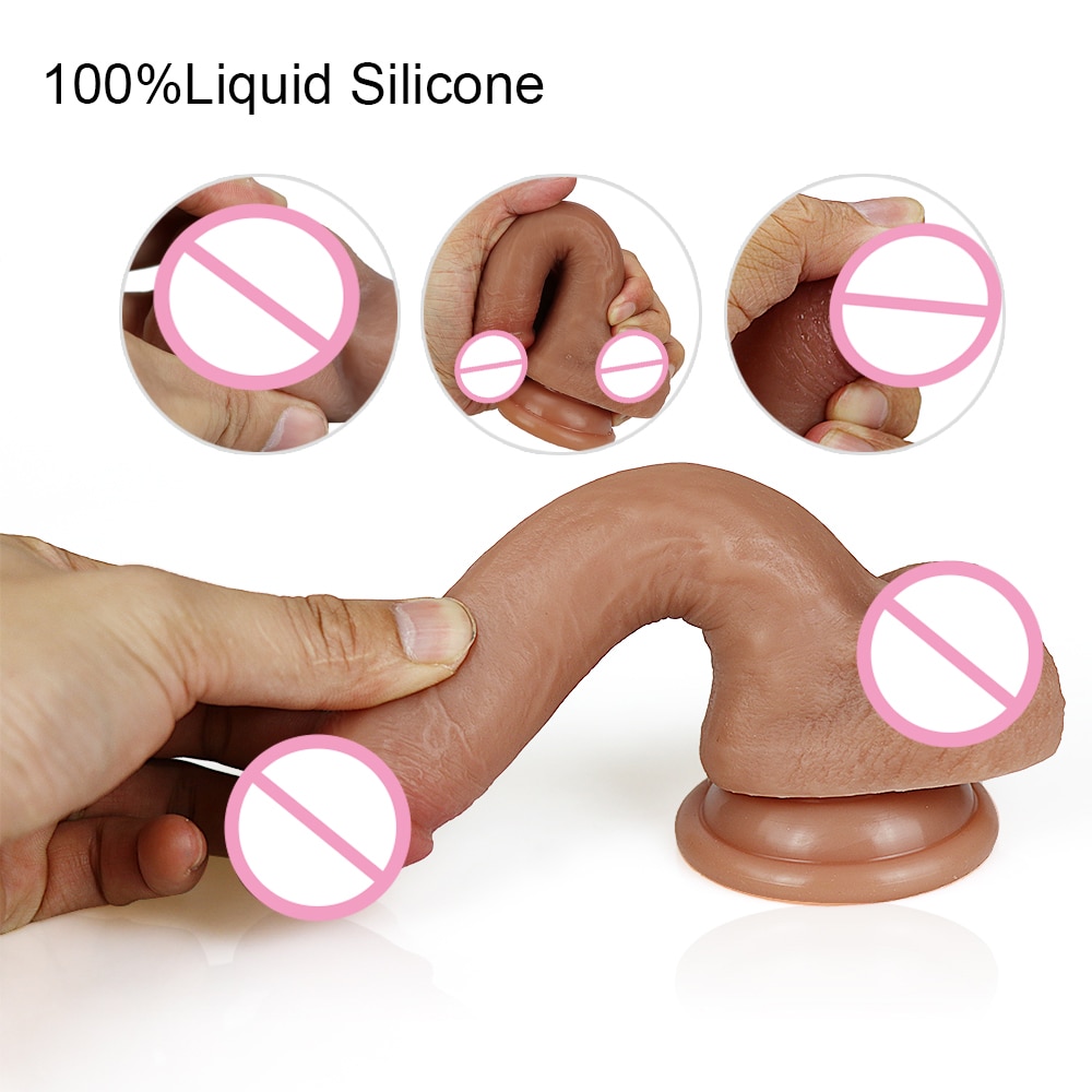 S/L Realistic Dildo with Powerful Sucker Soft Dick Sex Toy with Protruding Testicles Perfect Anal Dildo Big Sex Toys for Woman